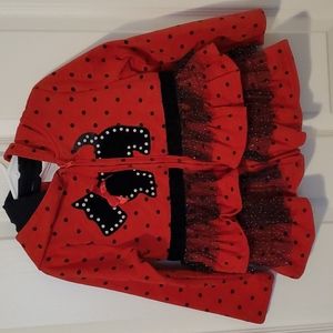 Red & Black Polka dot dog zip up hoodie with black lace for girls by Nannette 6